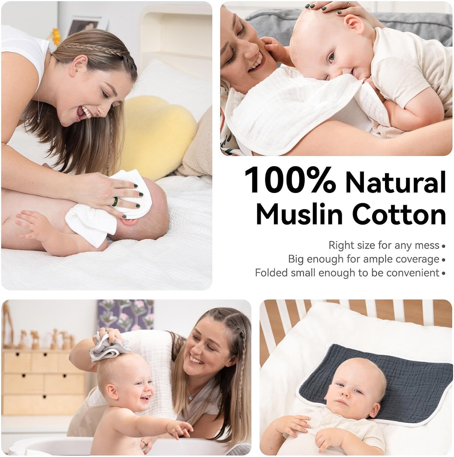 3-Pack Soft Cotton Muslin Burp Cloths - NextMamas