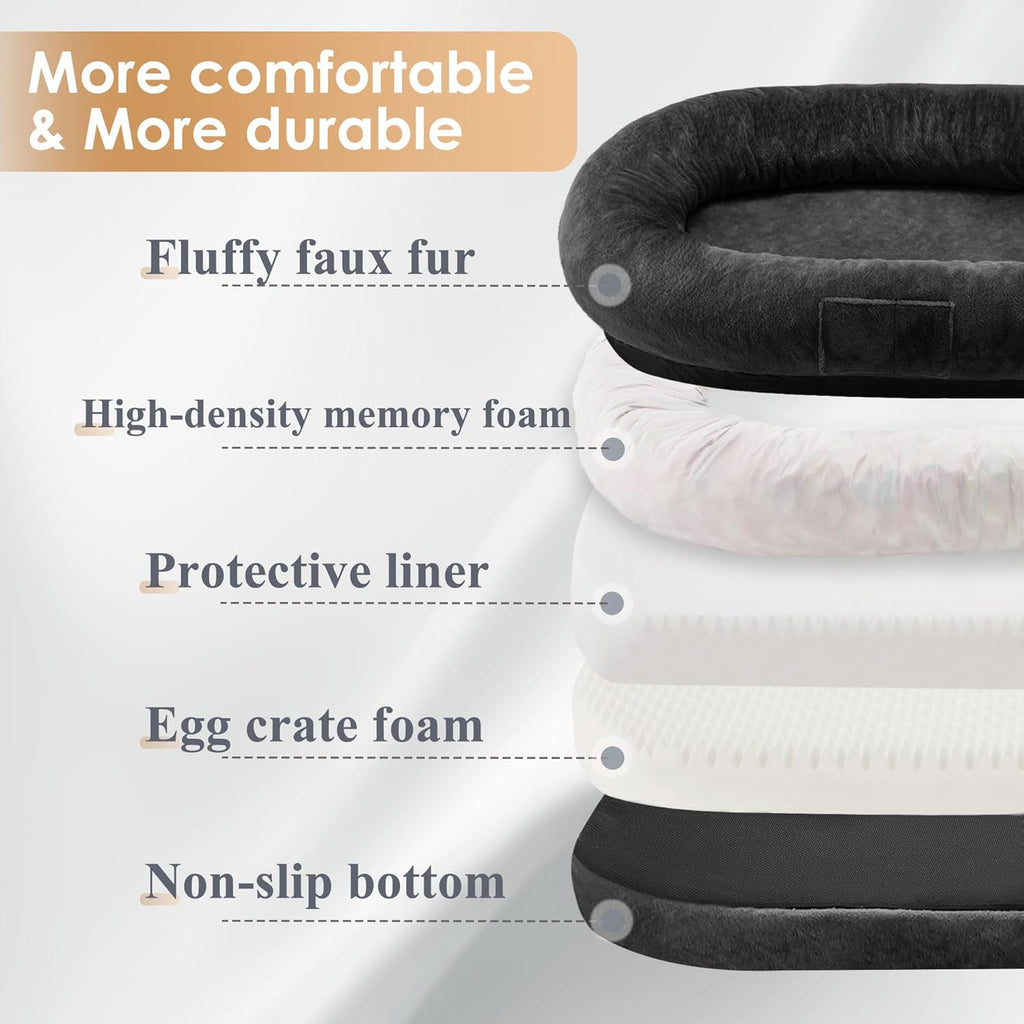 Comfy Giant Plush Faux Fur Bed | All Weather, Winters, Summers Bed | Removeable & Washable Cover - NextMamas