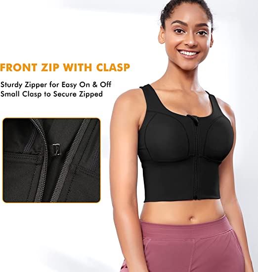 Women Zip Front Longline Sports Bra - NextMamas