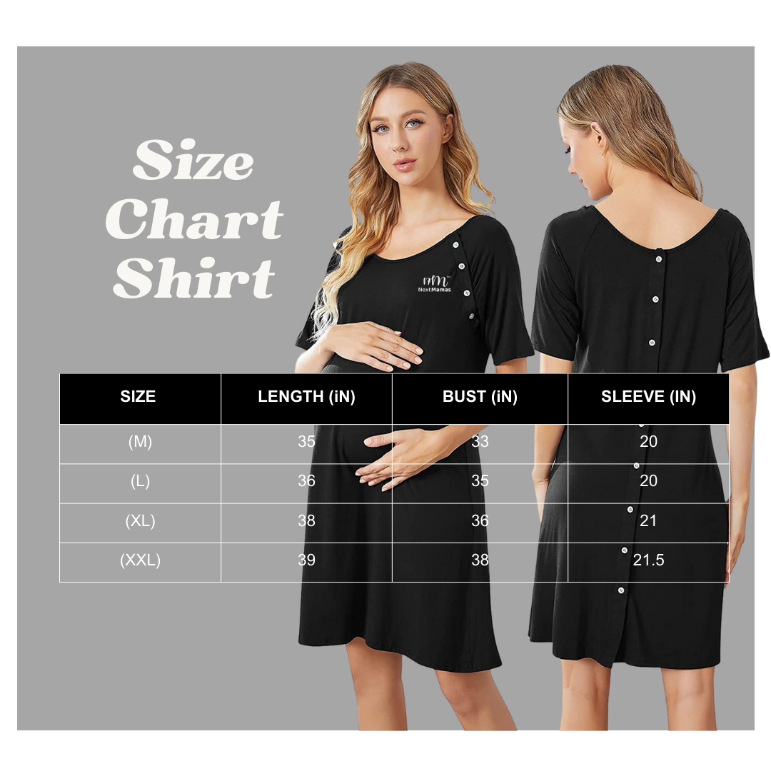 Women Maternity Nursing Dress | For Delivery, Labor, Hospital, and Breastfeeding, Dress with SINGLE SIDED Buttons - NextMamas