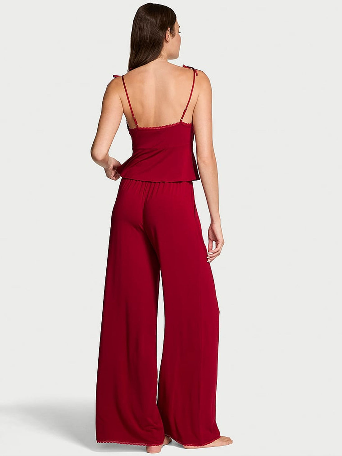 Premium Lingere - Red Bow Modal Cami &amp; Wide Leg Trousers Set