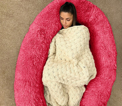 Comfy Giant Plush Faux Fur Bed | All Weather, Winters, Summers Bed | Removeable &amp; Washable Cover - NextMamas