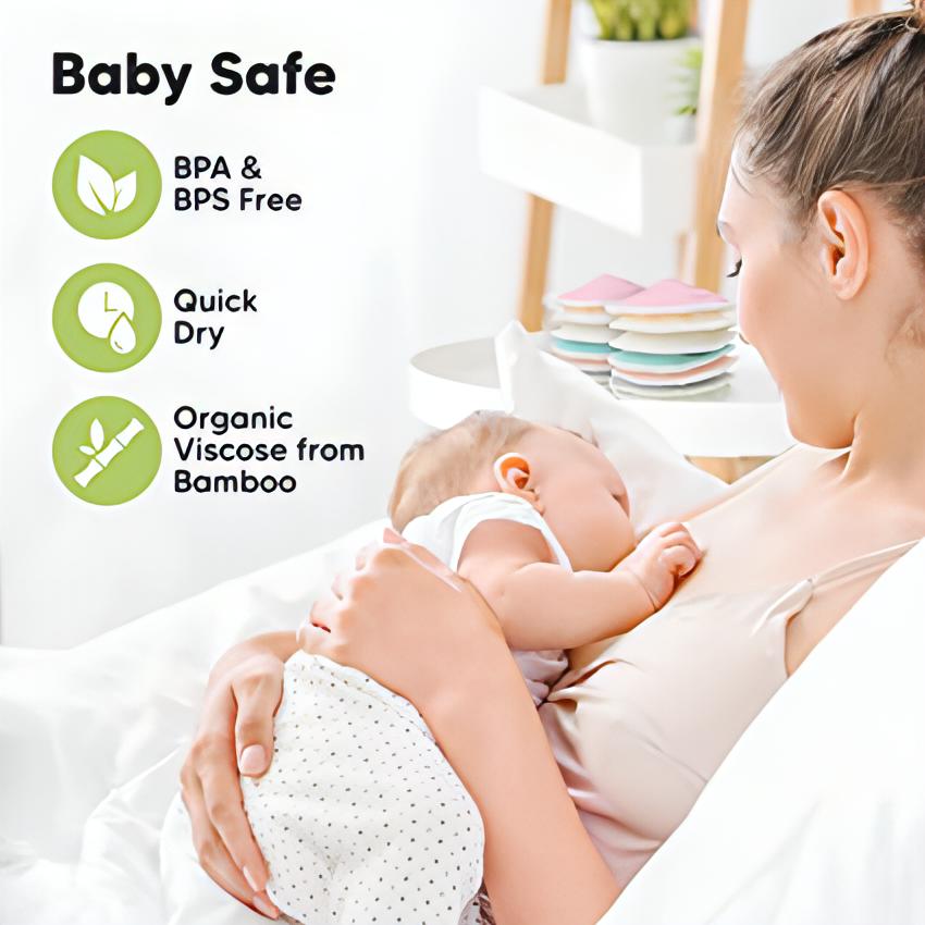 Organic Bamboo Nursing Breast Pads - 14 Washable Pads + Wash Bag -  Breastfeeding Nipple Pad for Maternity - Reusable Nipplecovers for Breast  Feeding