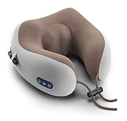 U-Shaped Electric Cordless Neck Travel Pillow | Neck Vertebra Therapeutic Memory Foam Wireless Velvet Massager. - NextMamas
