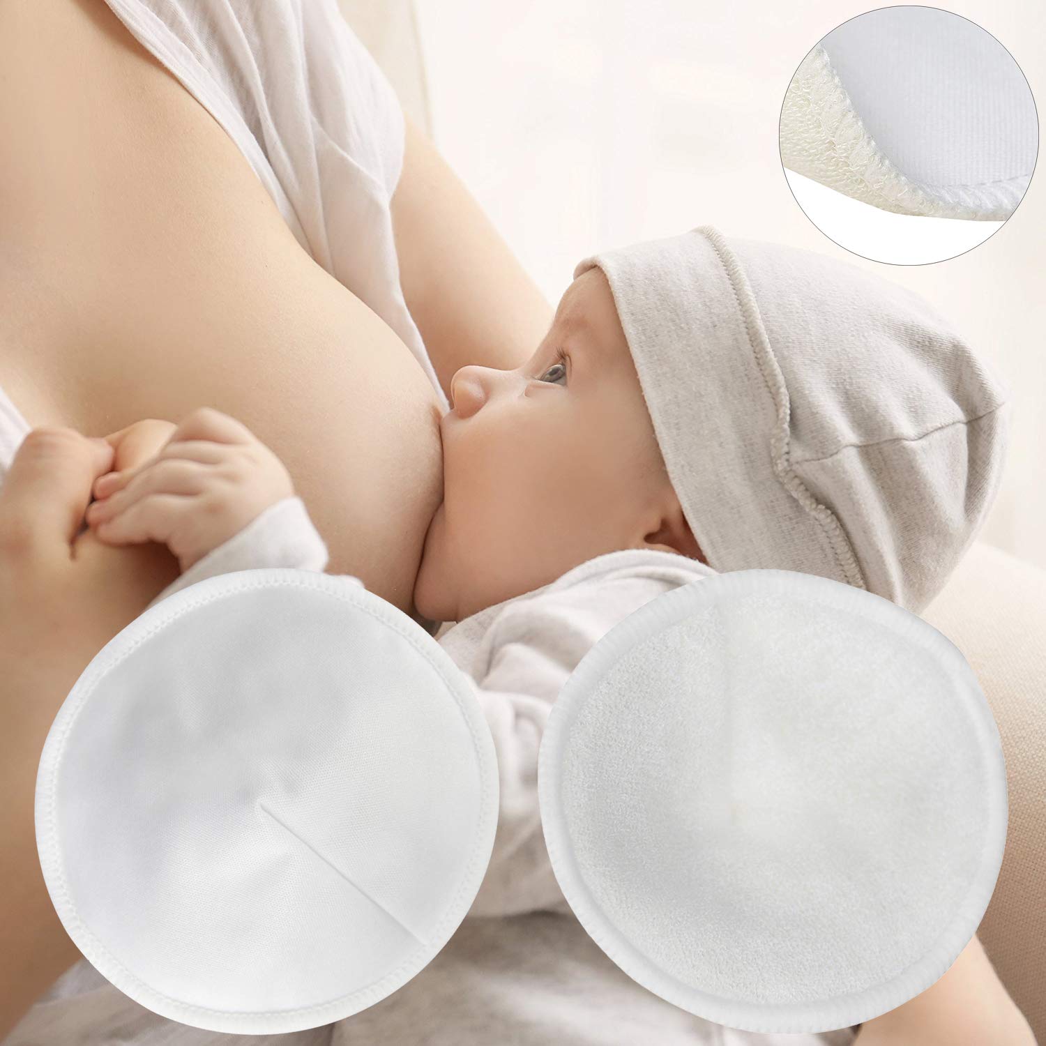 Organic Bamboo Nursing Breast Pads (6 units) | Breastfeeding Nipple Pads for Maternity - Reusable Breast Pads for Breastfeeding - NextMamas