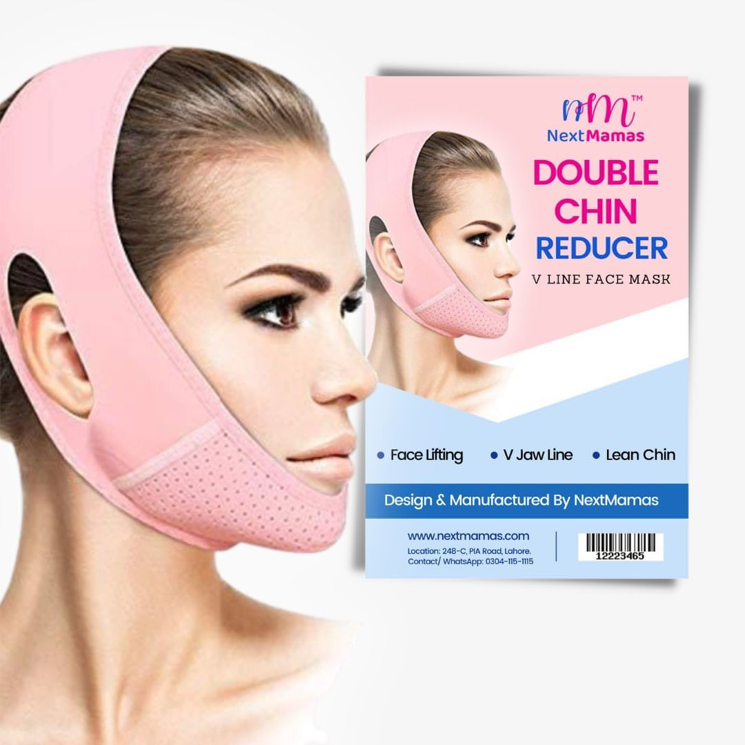 Pink Double Chin Reducer Facial Slimming Strap V Line Lifting Mask