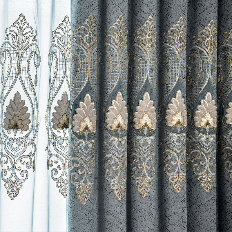 European-Style Embroidered Curtain Set – 52”x96” (1 Panel + 1 Sheer) - NextMamas