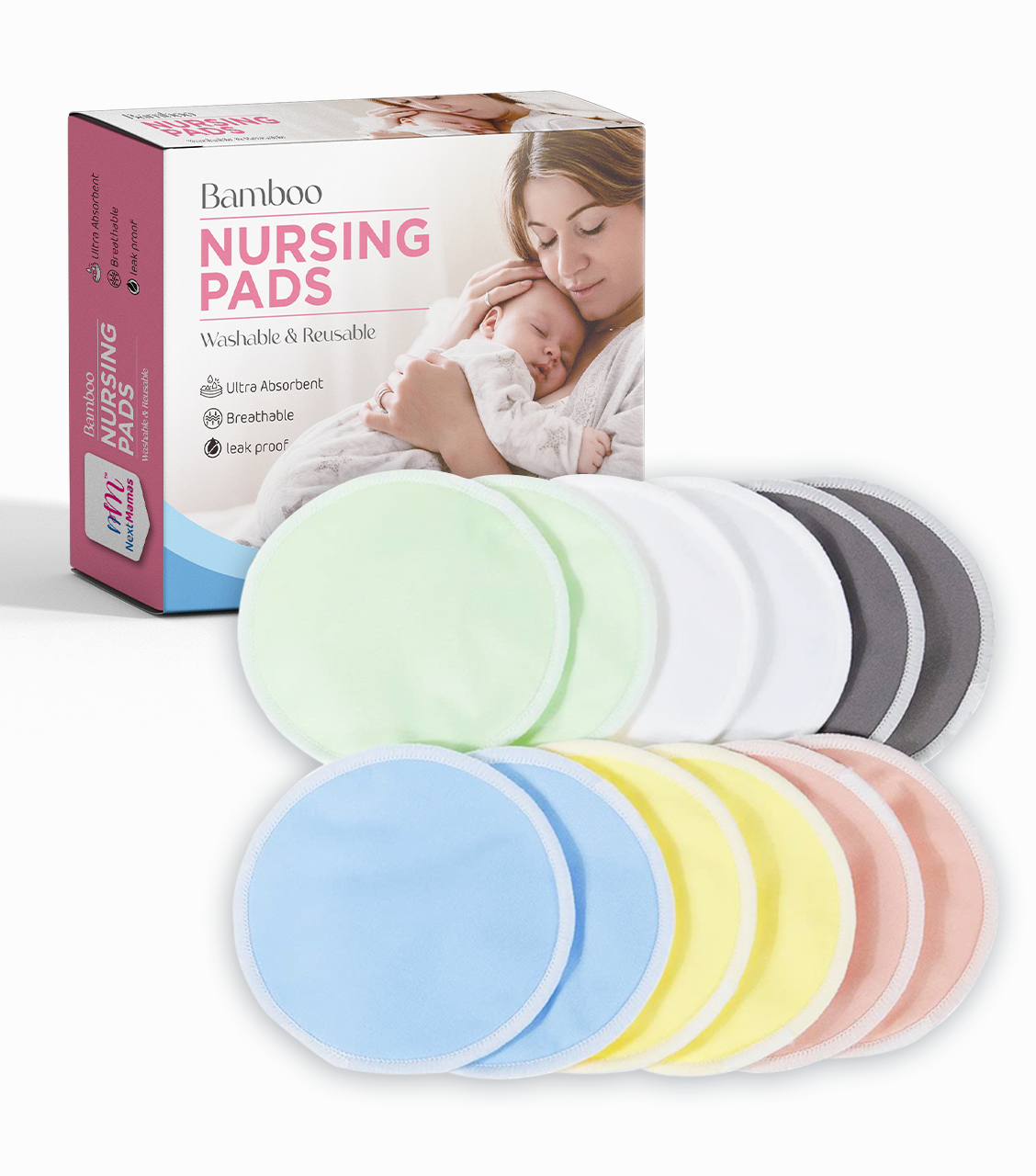 Soarwg Kids Organic Bamboo Nursing Pads for Mom, Super Absorbent Nursing  Pad Washable Reusable Breast Pads for Breastfeeding, 8 Pack with Waterproof