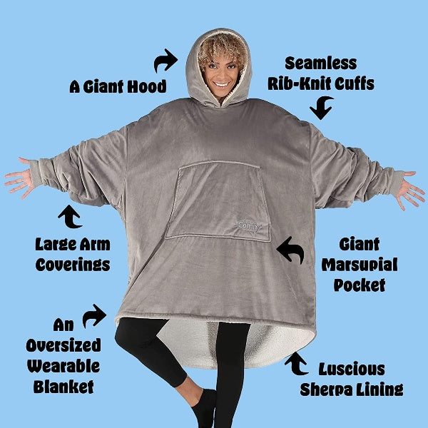Oversized Hoodie For Adults &amp; Kids  |  Microfiber &amp; Sherpa Wearable Blanket. - NextMamas