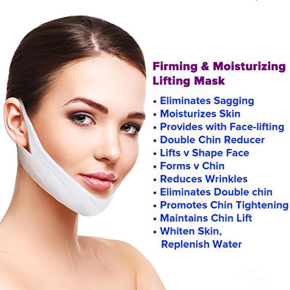 V-Shaped Slimming Mask Facial Gel Pad Care V-shape Double Chin Reducer Line  Contour Lifting Up Firming Moisturizing Great for Shaping, Tightening